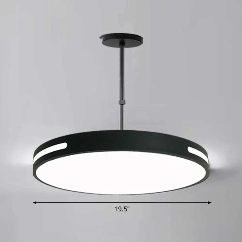 Sleek Led Pendant Chandelier - Circular Acrylic Meeting Room Light Fixture Black / 19.5’ Third Gear