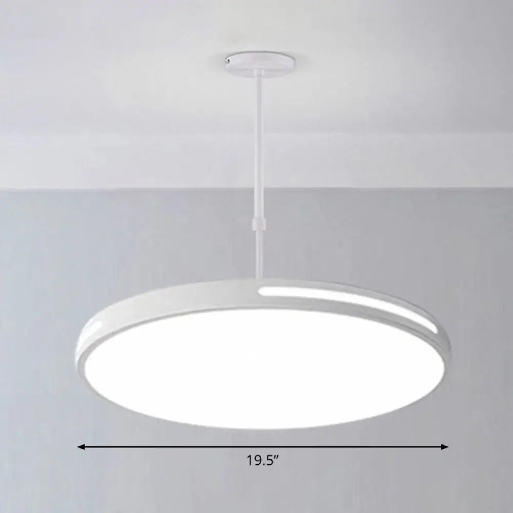 Sleek Led Pendant Chandelier - Circular Acrylic Meeting Room Light Fixture White / 19.5’