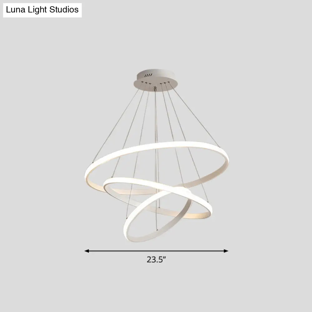 Led Acrylic Loop Pendant Light For Simple Chandelier Lighting In Living Room White / 23.5