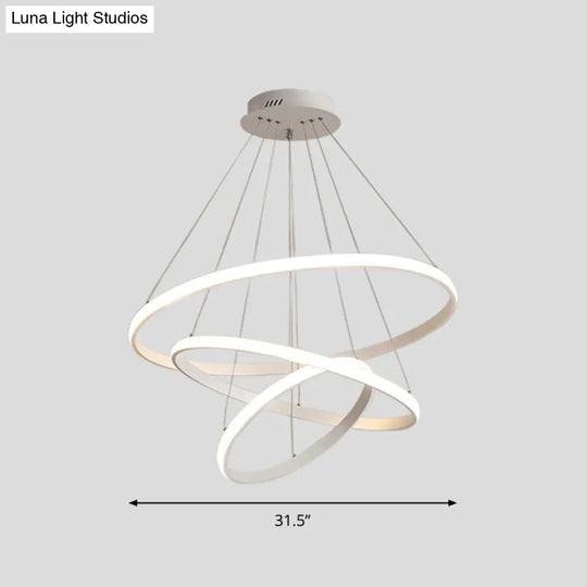 Led Acrylic Loop Pendant Light For Simple Chandelier Lighting In Living Room White / 31.5