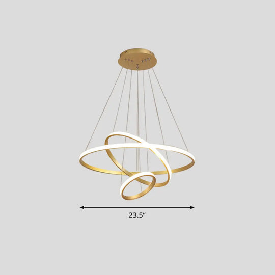 Sleek Led Pendant Light: Modern Acrylic Loop Chandelier For Living Room Gold / 23.5’