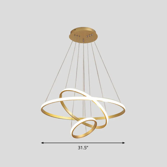 Sleek Led Pendant Light: Modern Acrylic Loop Chandelier For Living Room Gold / 31.5’