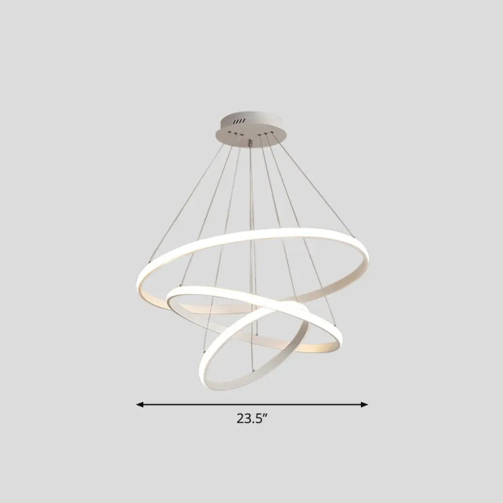 Sleek Led Pendant Light: Modern Acrylic Loop Chandelier For Living Room White / 23.5’