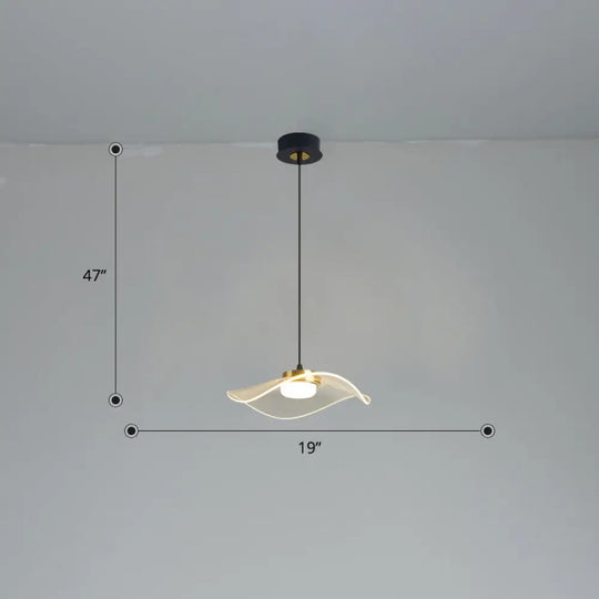 Sleek Led Pendulum Light: Ruffled Design Clear Acrylic Ideal For Dining Room / 19’ Third Gear