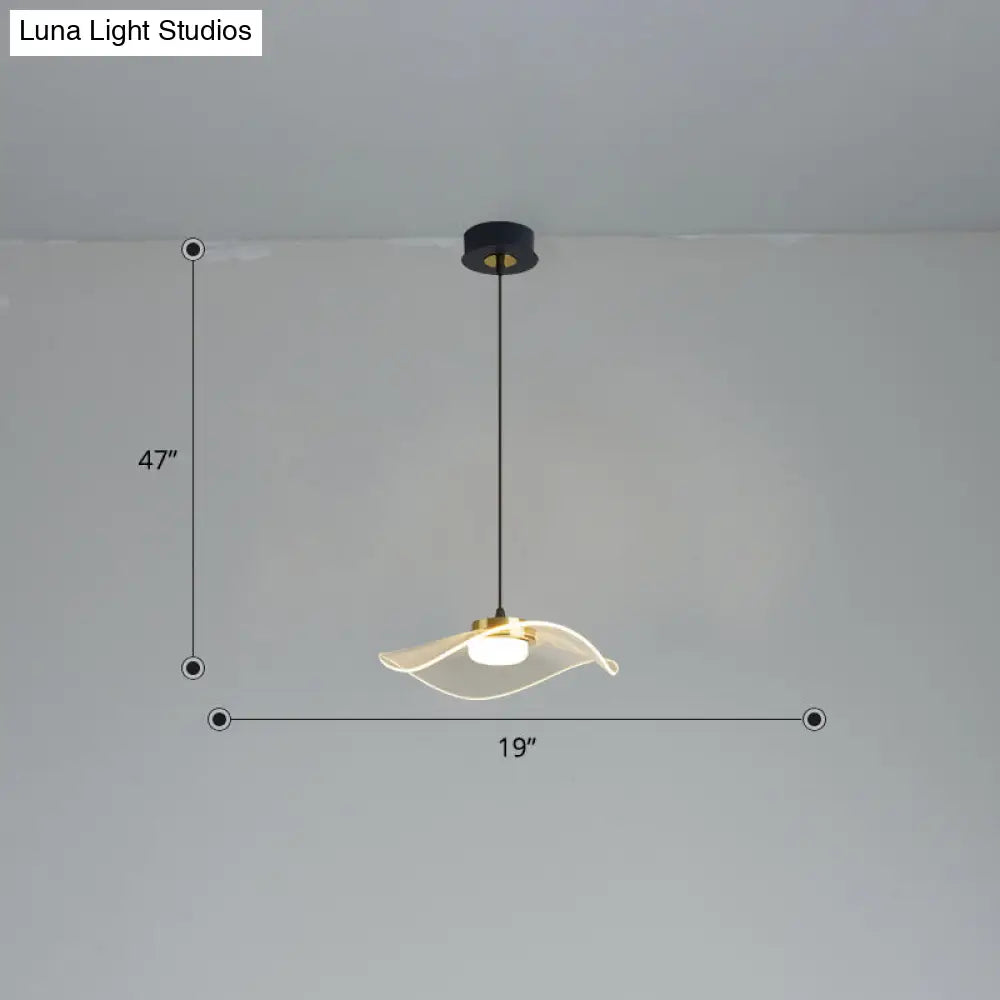 Led Ruffled Pendulum Light: Clear Acrylic Simplicity For Dining Room / 19 Third Gear