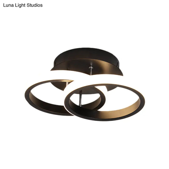 Sleek Led Semi Flush Mount Ceiling Fixture - Modern Black Corridor Light With Metal Shade Choice Of