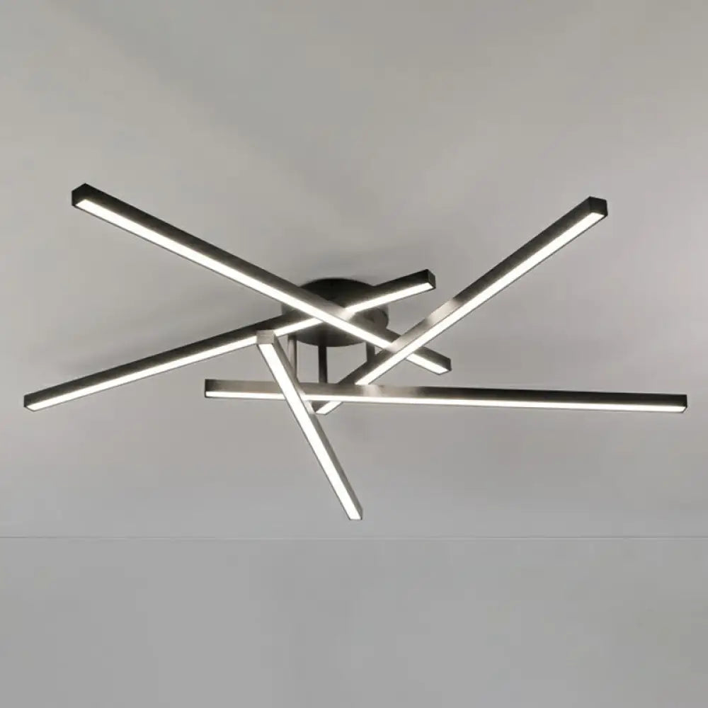 Sleek Led Semi Flush Mount Ceiling Light Fixture For Living Room Minimalist Metal Design 5 / Black