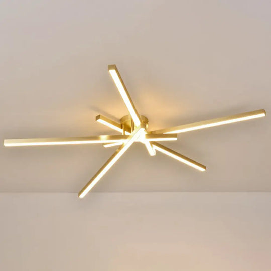 Sleek Led Semi Flush Mount Ceiling Light Fixture For Living Room Minimalist Metal Design 5 / Gold