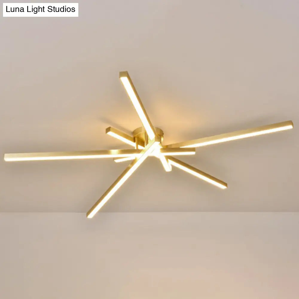 Sleek Led Semi Flush Mount Ceiling Light Fixture For Living Room Minimalist Metal Design 5 / Gold