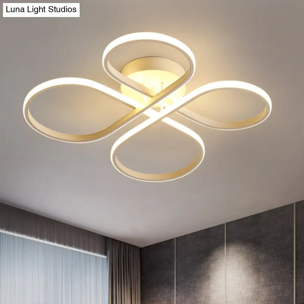 Sleek Led Semi Flush White Floral Close To Ceiling Light Acrylic Shade Warm/White - 23/27.5 W