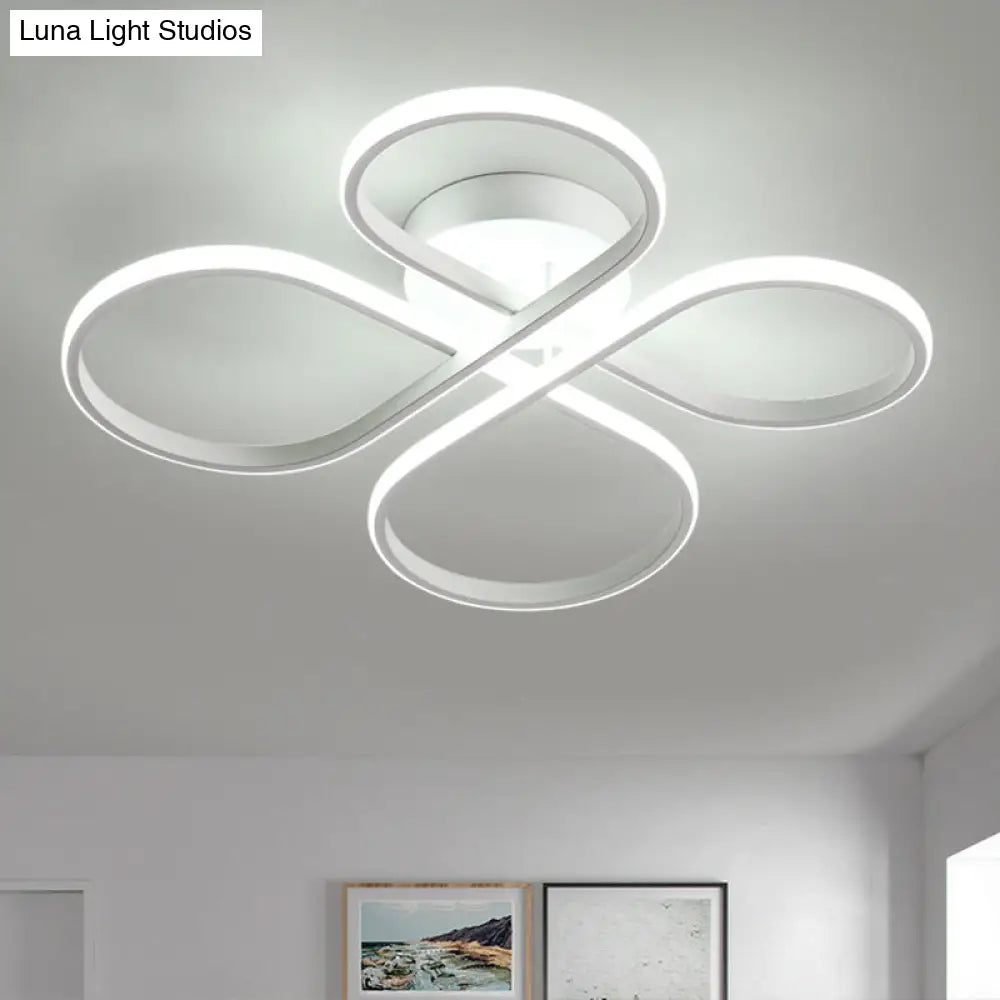 Sleek Led Semi Flush White Floral Close To Ceiling Light Acrylic Shade Warm/White - 23/27.5 W