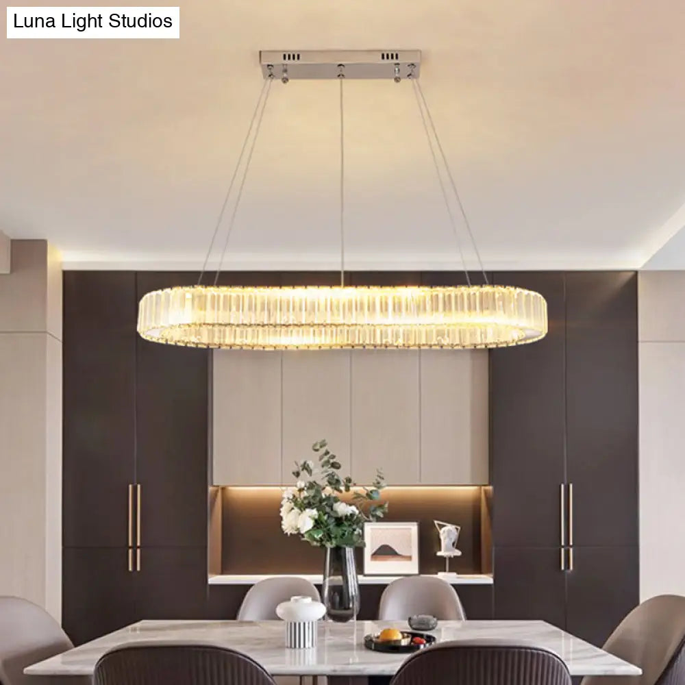 Sleek Led Suspension Lamp With Optical K9 Crystal - Perfect For Restaurants And Islands