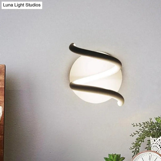 Sleek Led White Wall Sconce: Acrylic Spiral Light Fixture With Minimalist Design