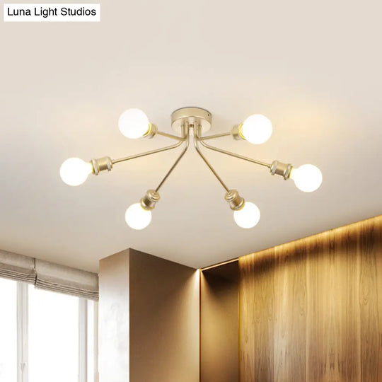 Sleek Linear Metallic Ceiling Lamp: Beautiful Semi-Flush Light For Kid’s Bedroom