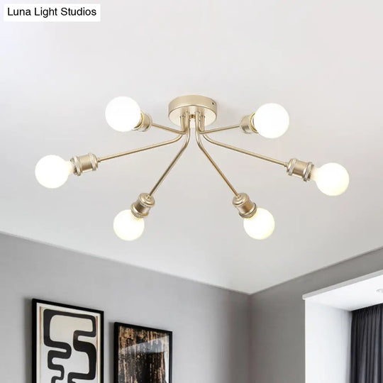 Sleek Linear Metallic Ceiling Lamp: Beautiful Semi-Flush Light For Kids Bedroom 6 / Gold