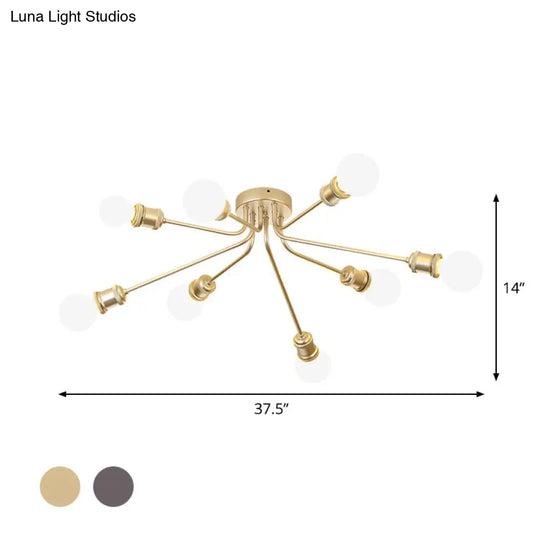 Sleek Linear Metallic Ceiling Lamp: Beautiful Semi-Flush Light For Kids Bedroom