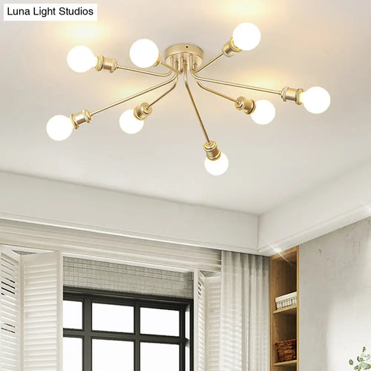 Sleek Linear Metallic Ceiling Lamp: Beautiful Semi-Flush Light For Kid’s Bedroom