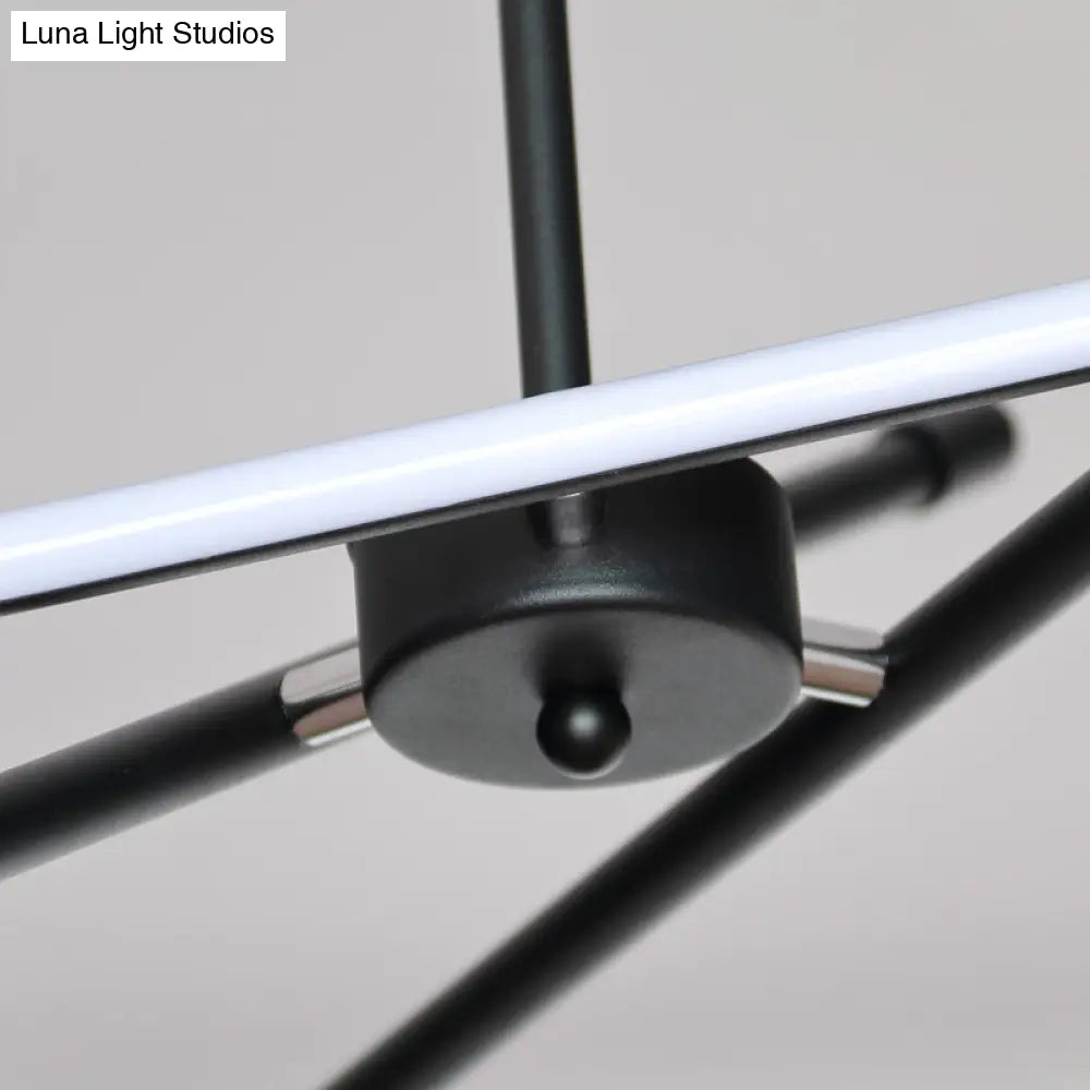 Modern Linear Tube Led Chandelier - Sleek Metal Black Ideal For Living Room Lighting