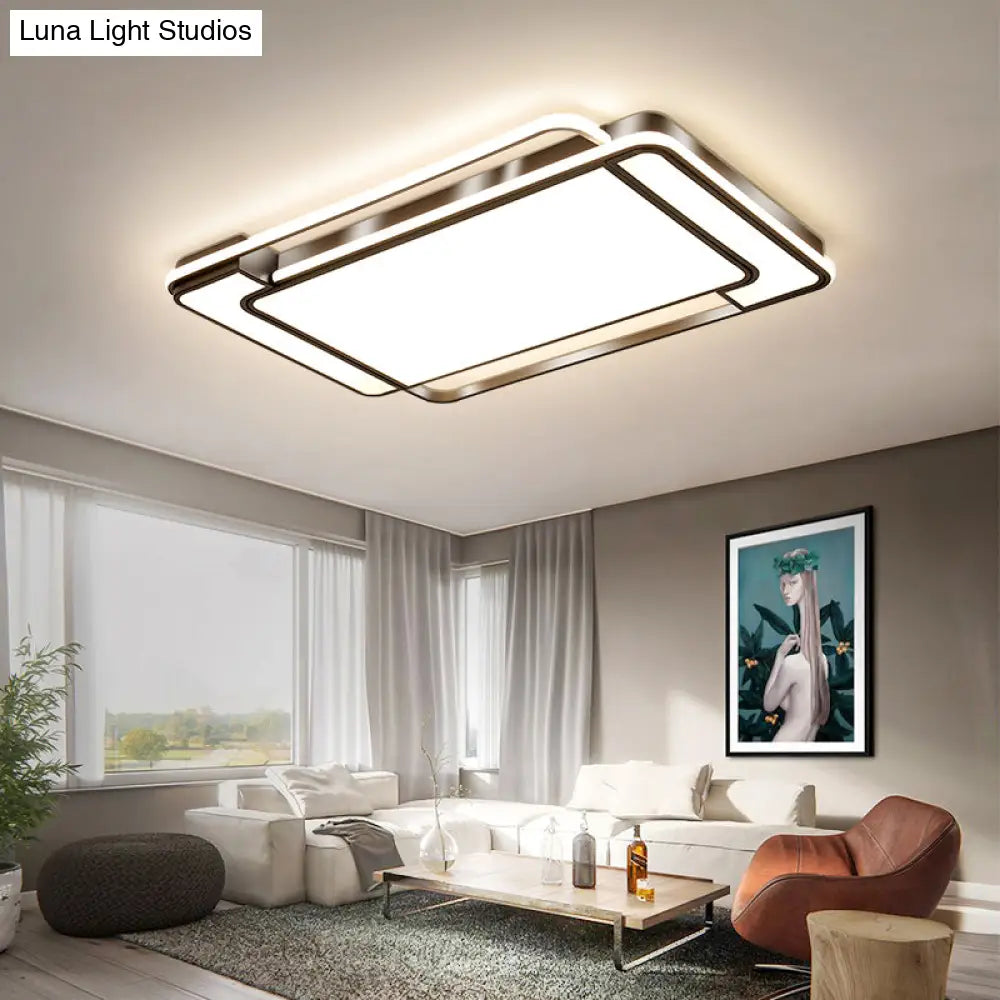 Sleek Living Room Illumination: Black Acrylic Led Rectangular Flush Mount Ceiling Lamp