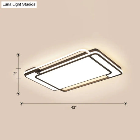 Sleek Living Room Illumination: Black Acrylic Led Rectangular Flush Mount Ceiling Lamp / 43 White