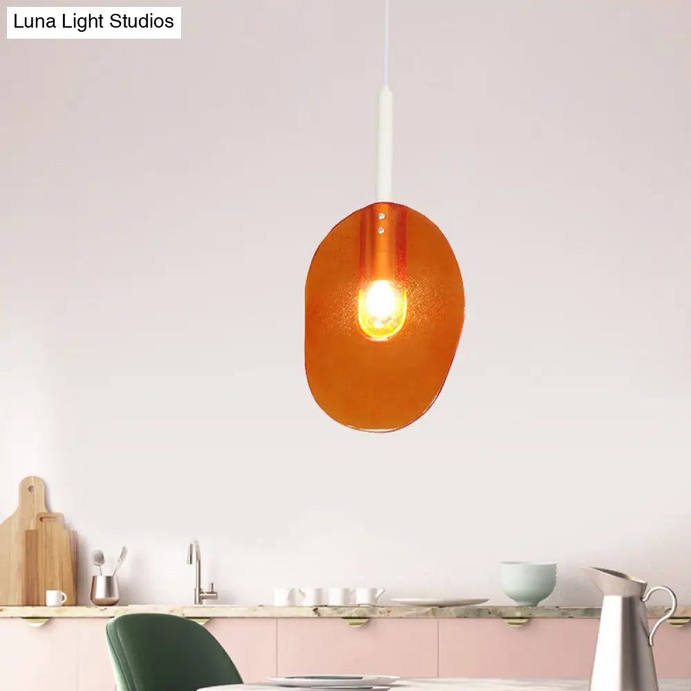 Modern Lollipop Glass Pendant Lamp - Minimalist Orange Light For Coffee Shop Ceiling