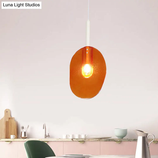 Modern Lollipop Glass Pendant Lamp - Minimalist Orange Light For Coffee Shop Ceiling