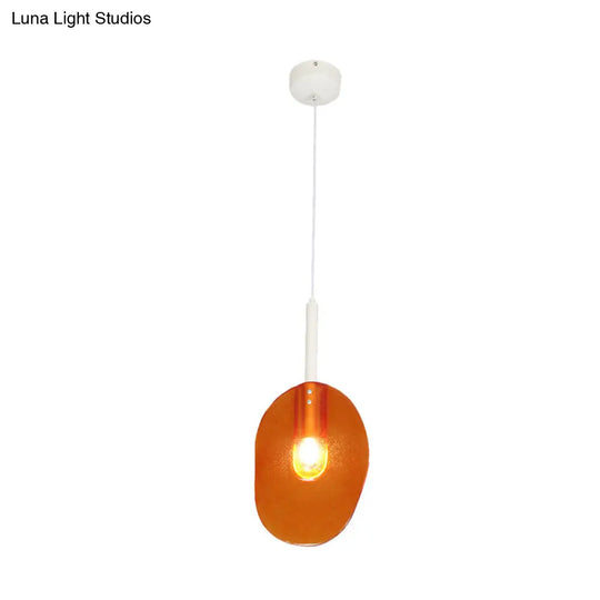 Modern Lollipop Glass Pendant Lamp - Minimalist Orange Light For Coffee Shop Ceiling