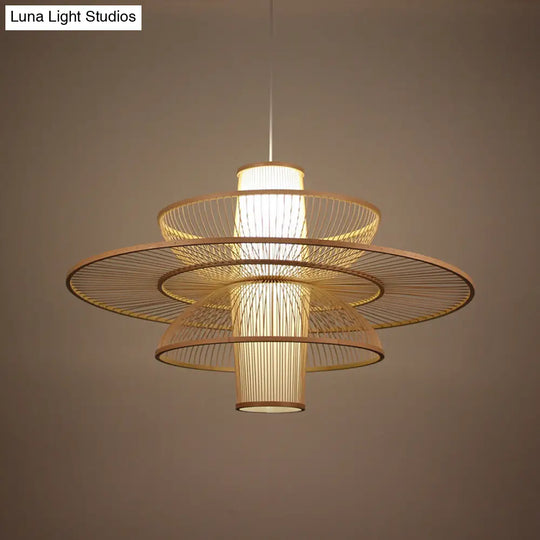 Sleek Lotus-Inspired Bamboo Suspension Light: Minimalist Wood Pendant Ceiling Lamp For Tea Room