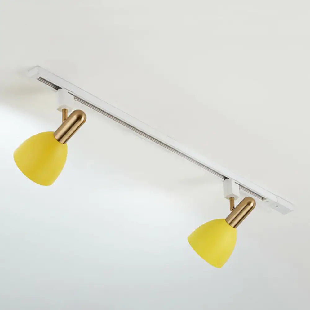 Sleek Macaron Style Metal Semi Flush Tracklight Spotlight - Perfect For Living Room 2 / Yellow