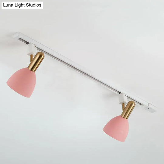 Sleek Macaron Style Metal Semi Flush Tracklight Spotlight - Perfect For Living Room 2 / Pink
