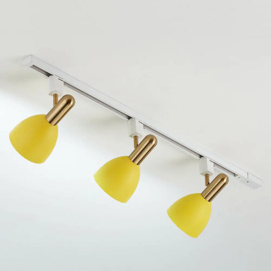 Sleek Macaron Style Metal Semi Flush Tracklight Spotlight - Perfect For Living Room 3 / Yellow