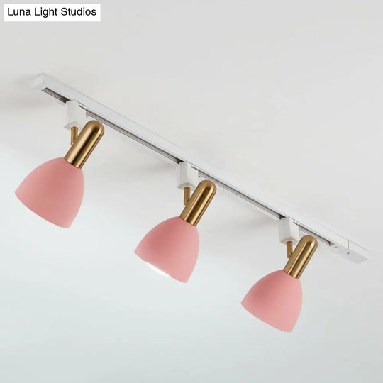 Sleek Macaron Style Metal Semi Flush Tracklight Spotlight - Perfect For Living Room 3 / Pink