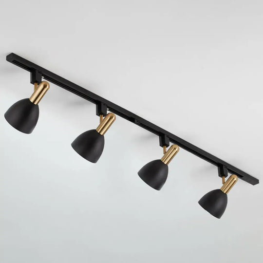 Sleek Macaron Style Metal Semi Flush Tracklight Spotlight - Perfect For Living Room 4 / Black