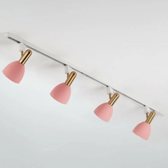 Sleek Macaron Style Metal Semi Flush Tracklight Spotlight - Perfect For Living Room 4 / Pink