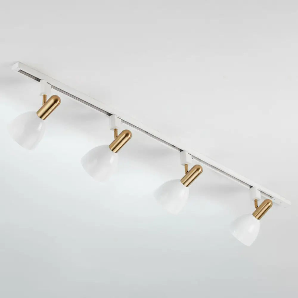 Sleek Macaron Style Metal Semi Flush Tracklight Spotlight - Perfect For Living Room 4 / White