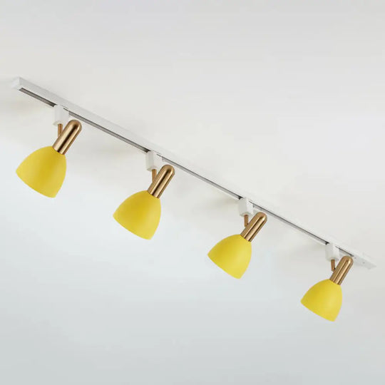 Sleek Macaron Style Metal Semi Flush Tracklight Spotlight - Perfect For Living Room 4 / Yellow