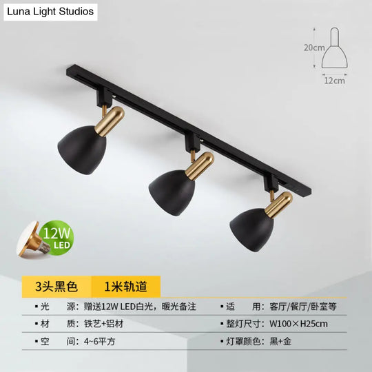 Sleek Macaron Style Metal Semi Flush Tracklight Spotlight - Perfect For Living Room 3 / Black