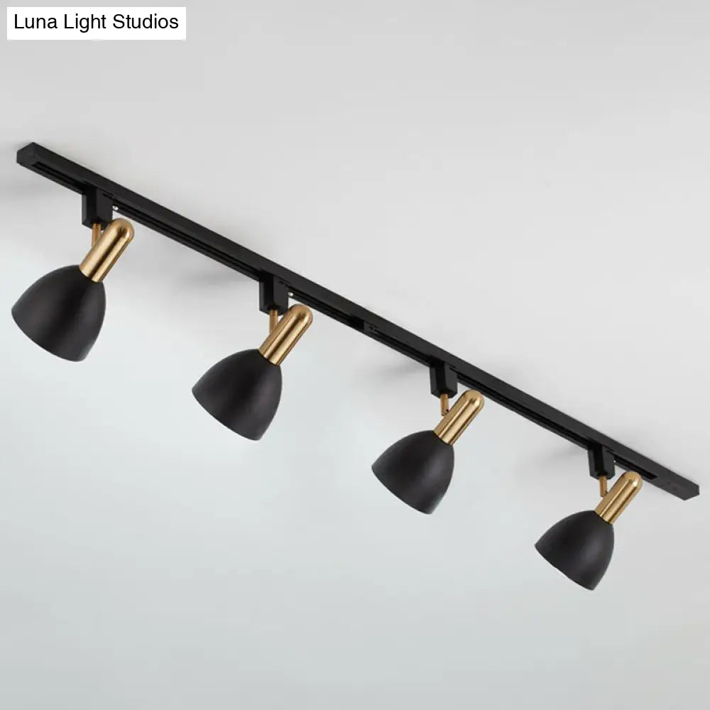 Sleek Macaron Style Metal Semi Flush Tracklight Spotlight - Perfect For Living Room 4 / Black
