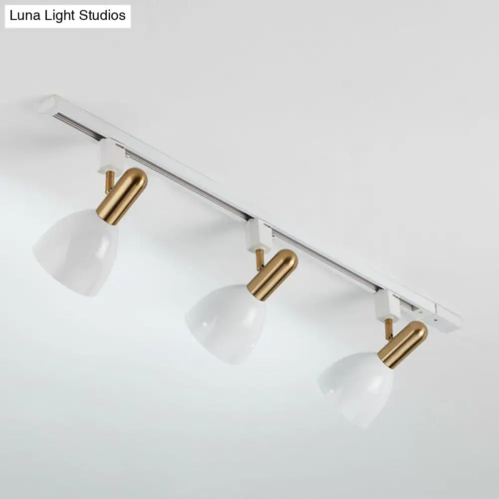 Sleek Macaron Style Metal Semi Flush Tracklight Spotlight - Perfect For Living Room 3 / White