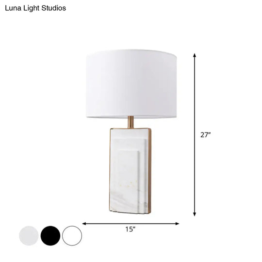 Sleek Marble Stand Bedside Table Lamp: Minimalist Cylindrical Night Light (Black/White/Ivory)