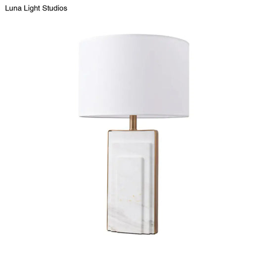 Sleek Marble Stand Bedside Table Lamp: Minimalist Cylindrical Night Light (Black/White/Ivory)