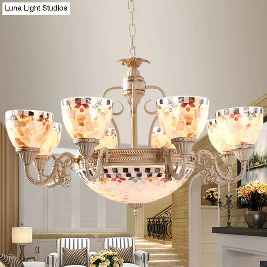 White Mediterranean Shell Dome Chandelier Pendant Light - 5/9/11 Lights Ceiling Suspension Lamp 11 /