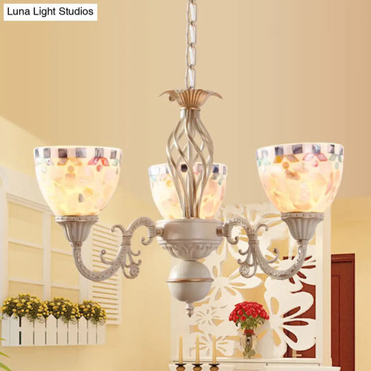 White Mediterranean Shell Dome Chandelier Pendant Light - 5/9/11 Lights Ceiling Suspension Lamp 3 /