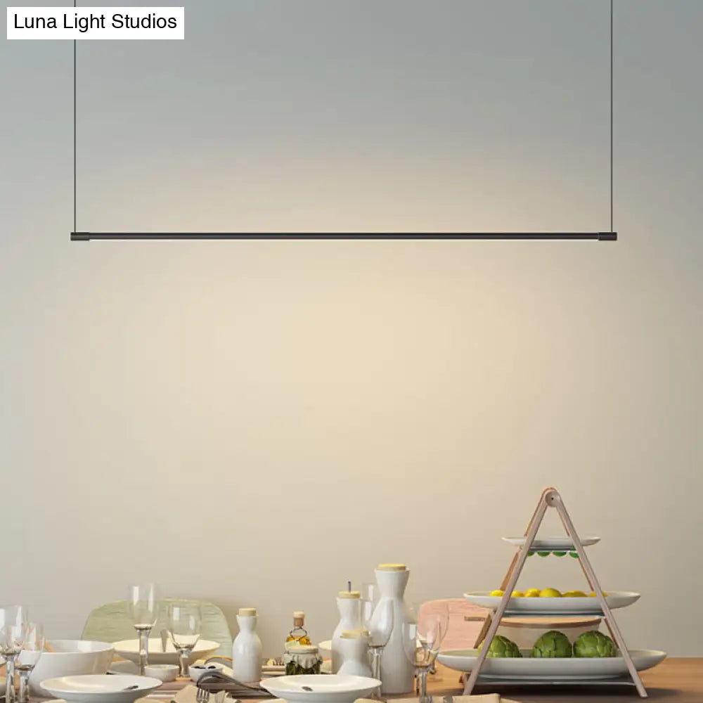 Sleek Metal Black Led Pendant Lamp For Stylish Island Table