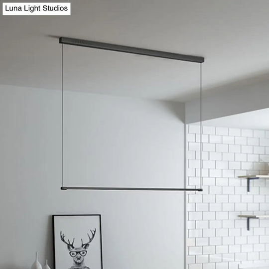 Sleek Metal Black Led Pendant Lamp For Stylish Island Table