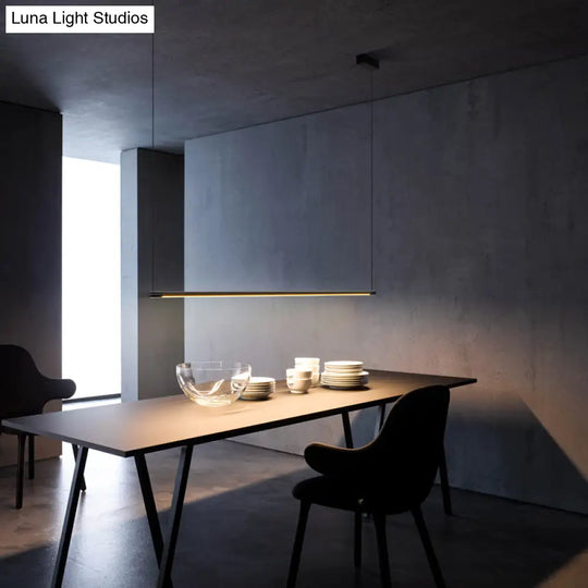 Sleek Metal Black Led Pendant Lamp For Stylish Island Table