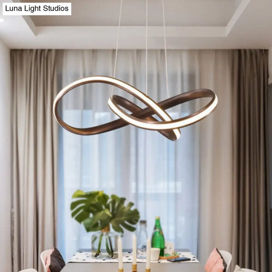 Sleek Metal Pendant Light Kit - Modern Curves Chandelier For Living Room Coffee / 19.5 White