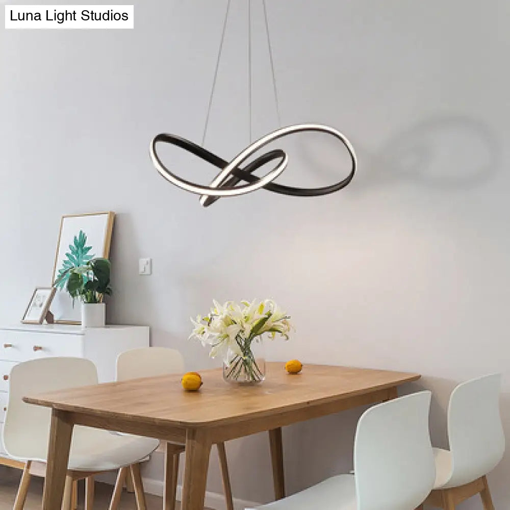 Sleek Metal Pendant Light Kit - Modern Curves Chandelier For Living Room Black / 19.5 White