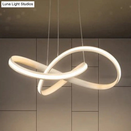 Sleek Metal Pendant Light Kit - Modern Curves Chandelier For Living Room White / 19.5