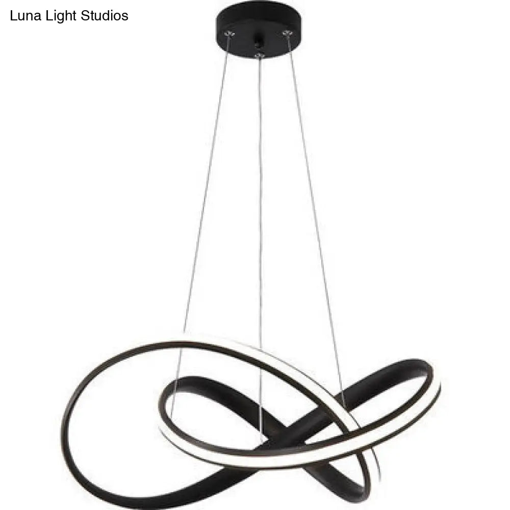 Sleek Metal Pendant Light Kit - Modern Curves Chandelier For Living Room